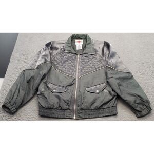 Active Frontier Bomber Jacket Women Petite S Multi Shiny Quilted Silver Full Zip